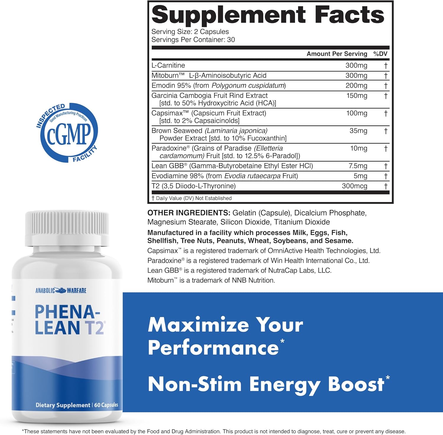 Anabolic Warfare Phena-Lean™ T2 Premier Supplement from Thermogenic Body Composition Supplement – Non-Stimulant – 60 Capsules* - Image 5