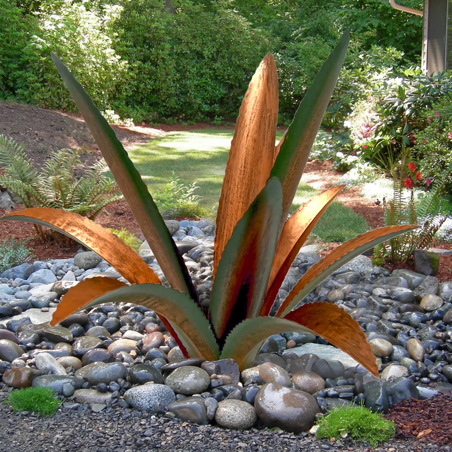 clyqyy DIY Metal Agave Plant Art Yard Tequila Art Sculpture, Tequila Rustic Garden Sculpture Statue Outdoor Decor,Agave Metal Plants for Yard, Garden Lawn Ornaments (9 Leaves -Green)