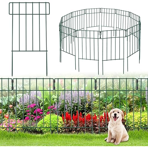 Koncifun Garden Fence 25 Pack Animal Barrier Fence 27ft (L) x 24in (H) Dog Fence Rustproof Metal Wire Fencing Border Garden Animal Barrier for Outdoor Landscape Patio Yard Garden Flower Bed