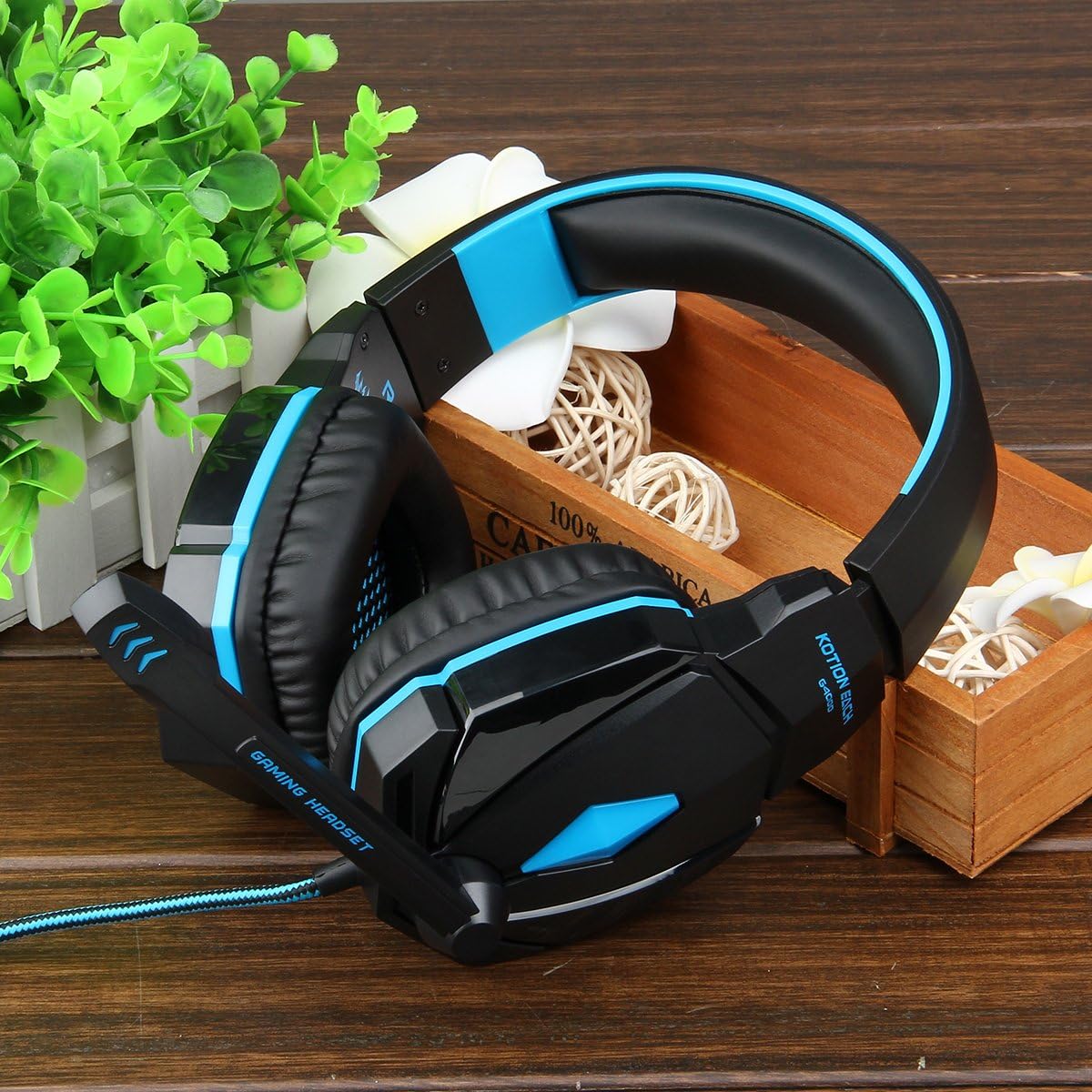 KOTION EACH G4000 Stereo Noise Cancelling Gaming Headset w/ Mic HiFi Driver  LED Light for PC (Blue + Black) : Amazon.it: Informatica