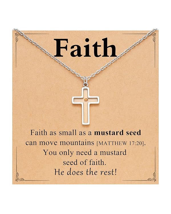 Eryuor Mustard Seed Cross Necklace for Girls Baptism Easter Christian Gifts by Eryuor - Used condition - US$10.26