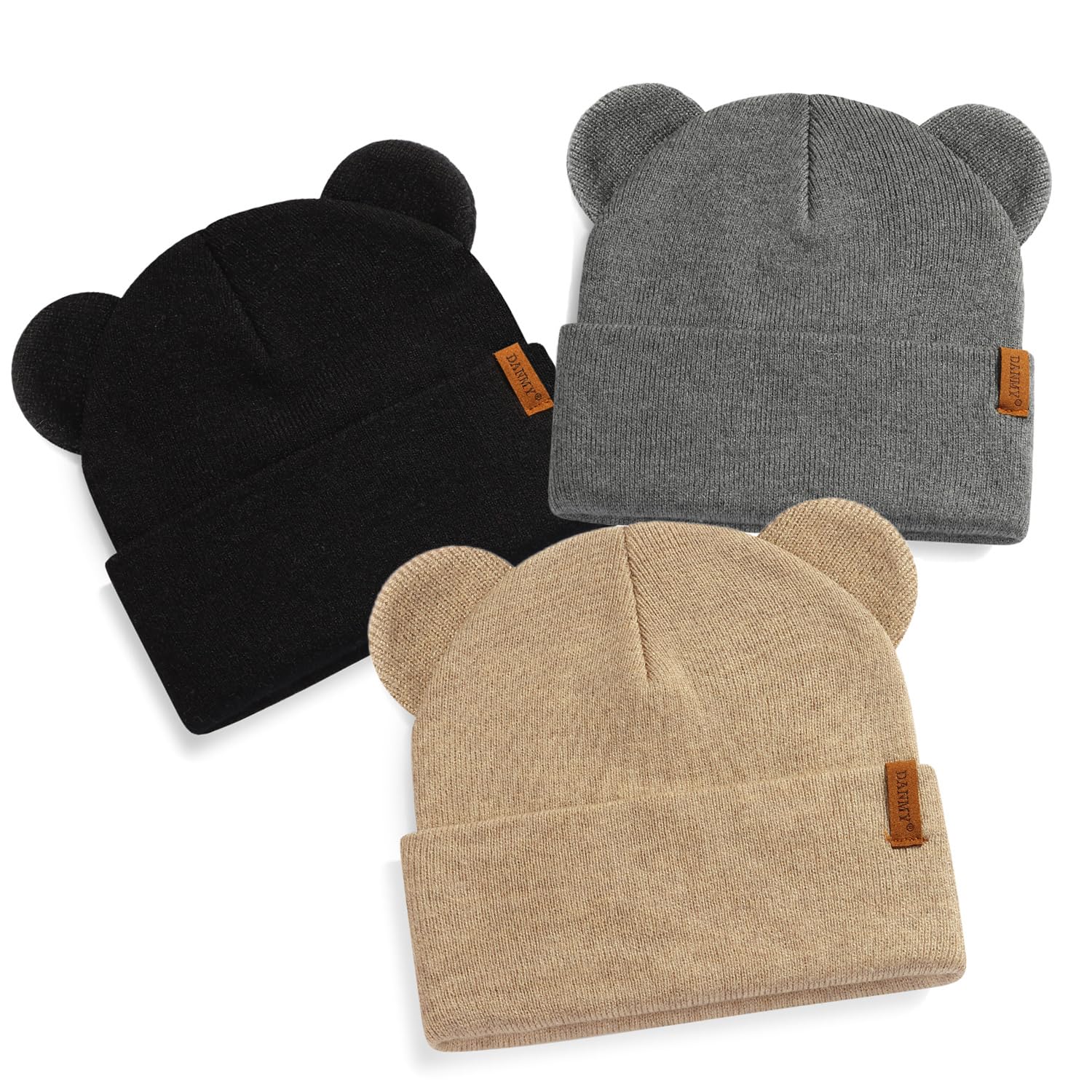 DANMY Baby Beanie Warm Winter Hat with Bear Ear for Infant Toddler Boys Girls Child Soft Knitted Skull Cap