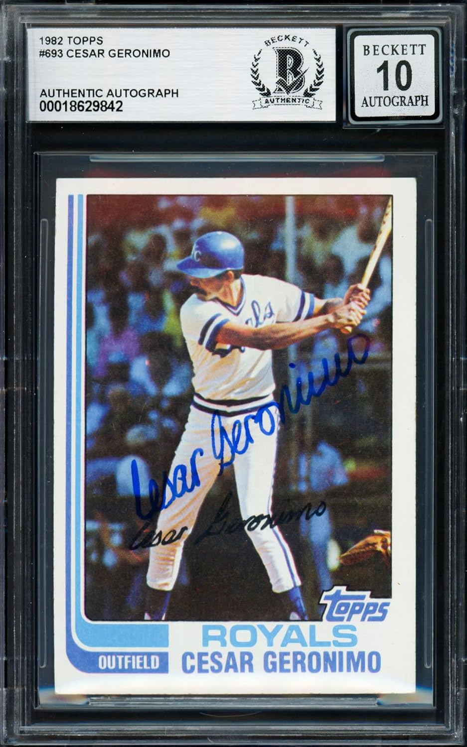 C.e.s.a.r Geronimo Autographed 1982 Topps Baseball Card #693 Auto Grade Gem Mint 10 Beckett BAS #18629842