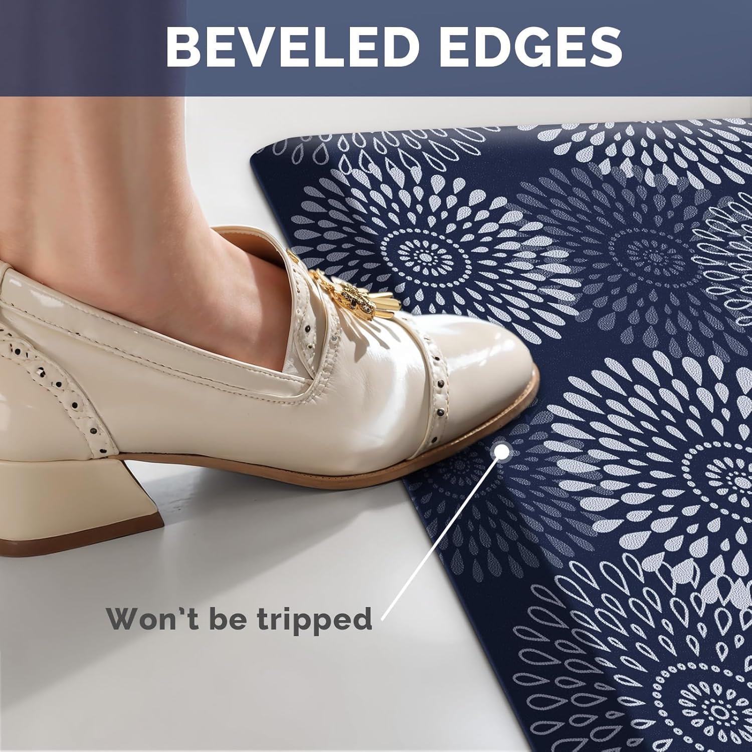 LuxStep Kitchen Mat Waterproof Kitchen Rugs for Floor Cushioned Anti-Fatigue Mat Non-Slip Standing Desk Mat Comfort Floor Mats for House Sink Office 17.3" x 28" Blue