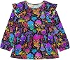 Baby Toddler Girls Blouse Ruffle Long Sleeve Bright Mushrooms Skulls T-Shirt Top Flutter Casual Princess Clothes
