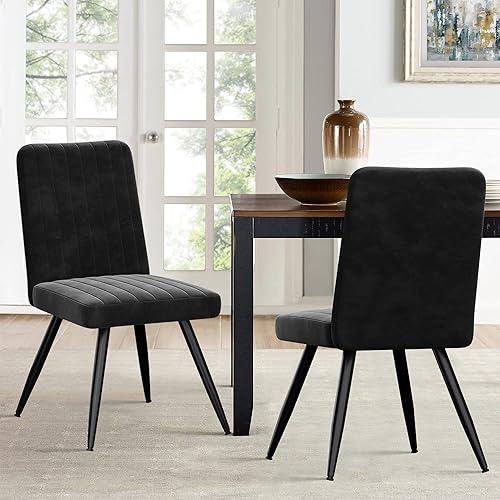 Miniatura 9 de Alunaune Juego de 4 sillas de comedor modernas de terciopelo, sillas de comedor tapizadas para cocina, sillas de ocio sin brazos de mediados de