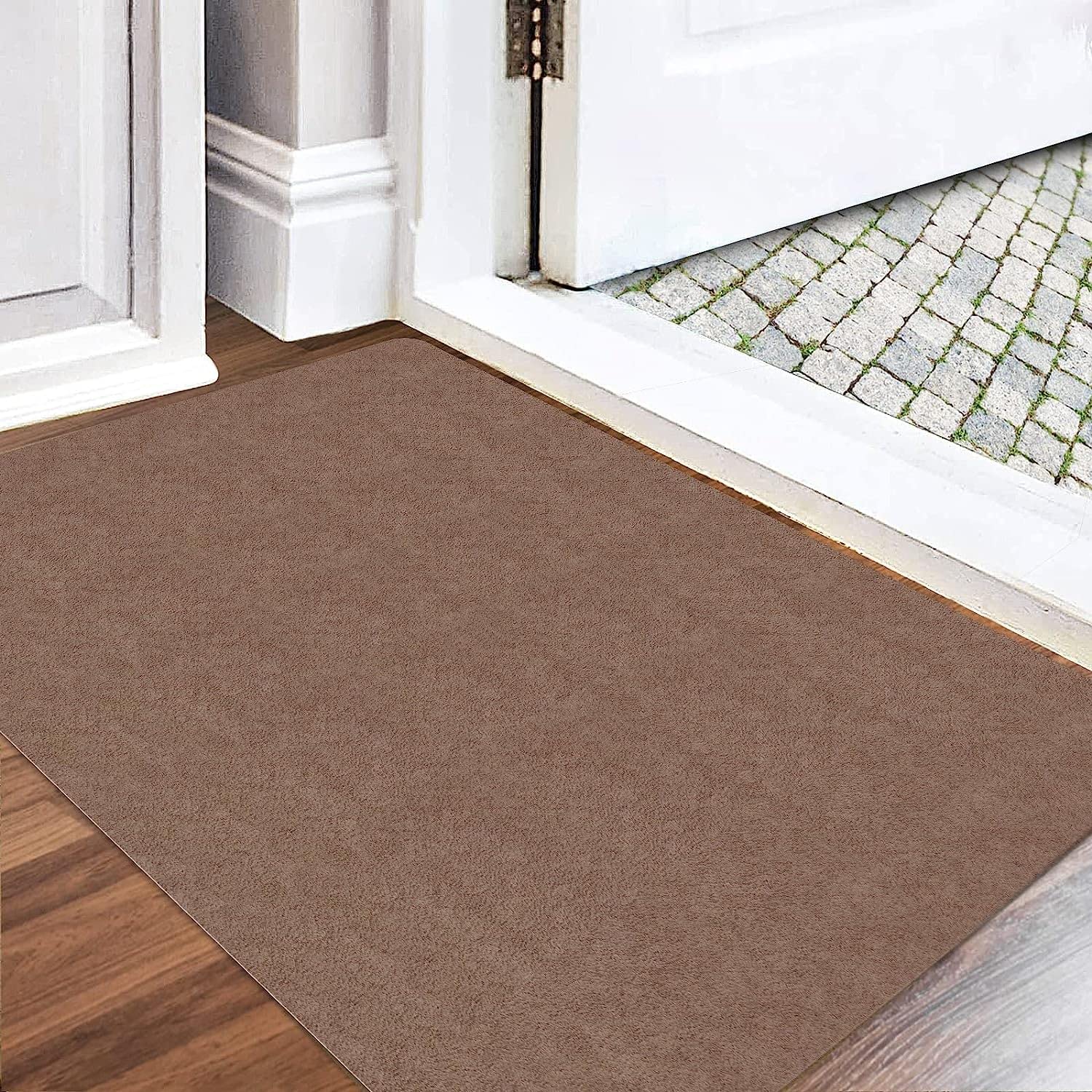 Fußmatte innen, 80x120cm waschbar Schmutzfangmatte,superdünne Eingangstürmatte,strapazierfähige Türmatte Schmutzfänger,Saugfähiger Küchenläufer,rutschfeste Schmutzfängerfußmatte (Braun 01, 80x120 cm)