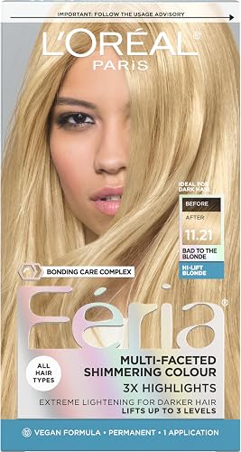 L'Oreal Paris Feria Multi-Faceted Shimmering Permanent Hair Color, 11.21 Bad to 