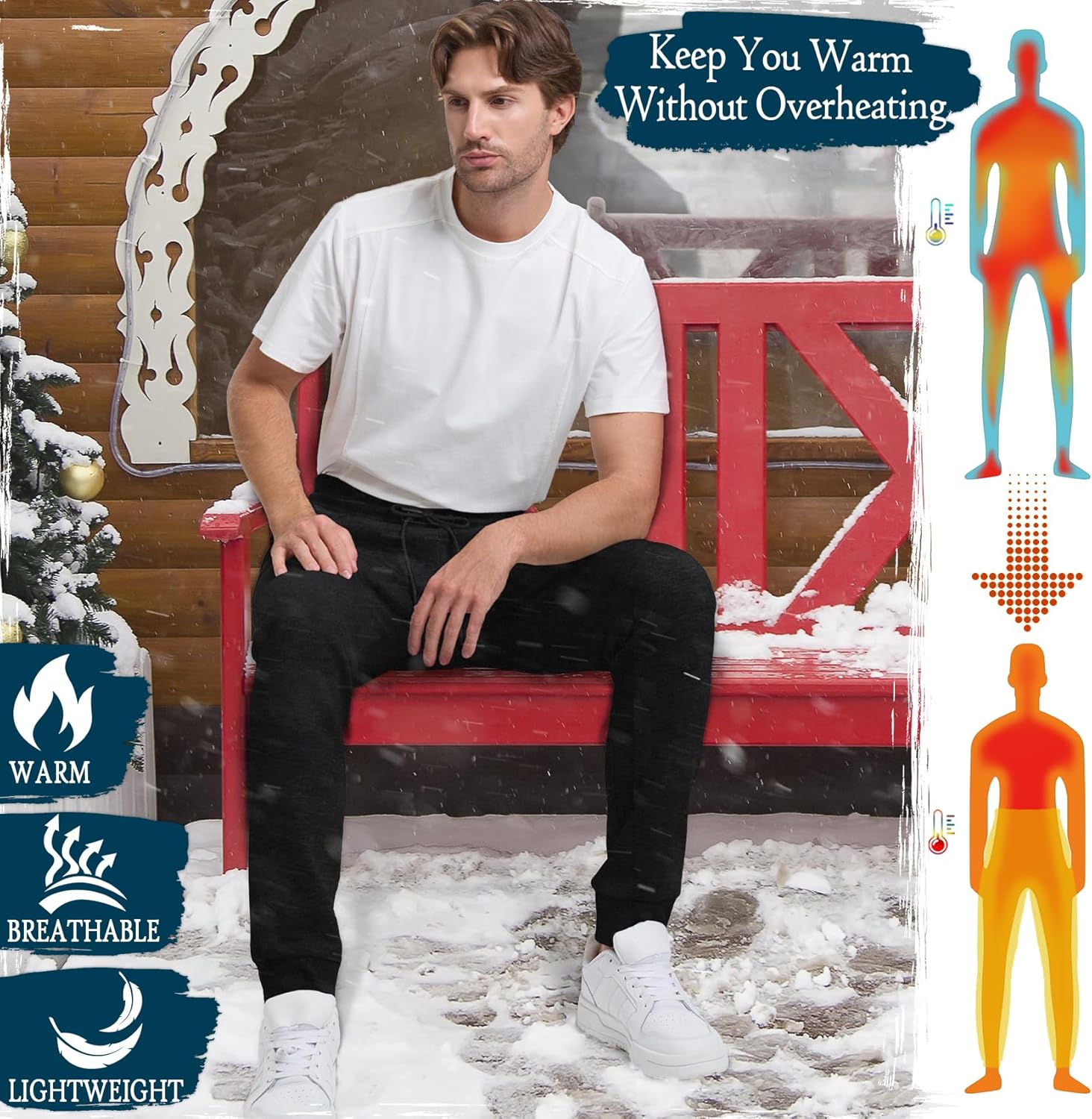 Sweatpants for Men Fleece 3 Pack Joggers Gym Workout Athletic Track Mens Sweat Pants Cotton with Zipper Pockets - Image 6