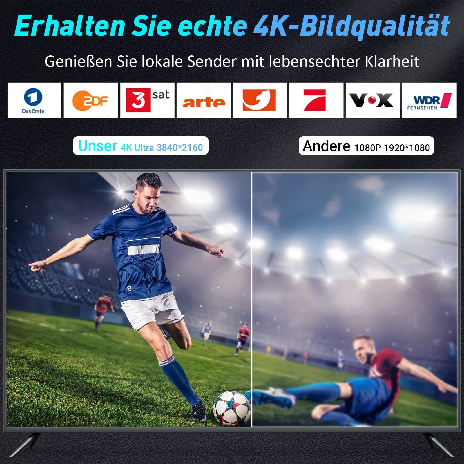 Antenne DVBT2 - Antenne d'intérieur DVB-T et DVB-T2 avec amplificateur, grande portée et réception à 360° - Antenne d'intérieur pour téléviseur avec base magnétique puissante - Convient pour 4K 1080p