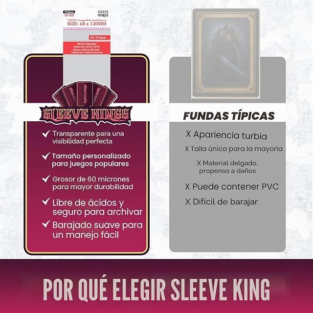 Foto 6 de 6 de Sleeve Kings SKS-8830 - Fundas para cartas compatibles con La Guerra del Anillo, 110 unidades de 68 x 120 mm…