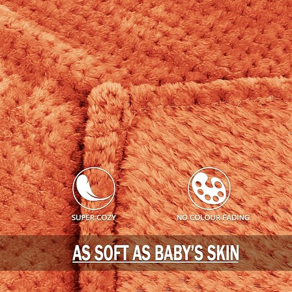 Exclusivo Mezcla Large Waffle Fleece Throw Blanket for Sofa, 127x178 CM