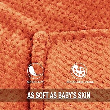 Exclusivo Mezcla Large Waffle Fleece Throw Blanket for Sofa, 127x178 CM