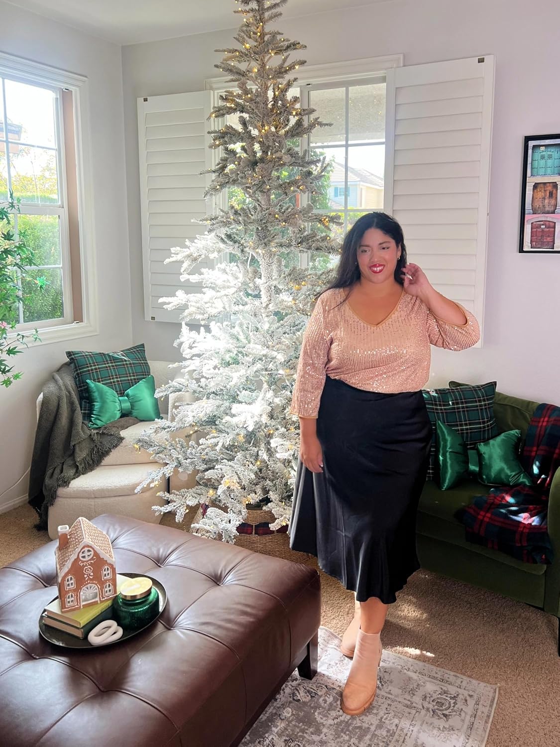 TIYOMI Plus Size Sequin Tops for Women 3/4 Sleeve Party Tunics XL-5XL - Image 2