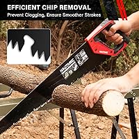 Vista 4 de HAUTMEC 22" Aggressive Hand Saw with Chip Removal Design, Heavy-Duty Wood Saw with 9 TPI Triple-Ground Teeth, Rust-Proof Low-Friction Blade &