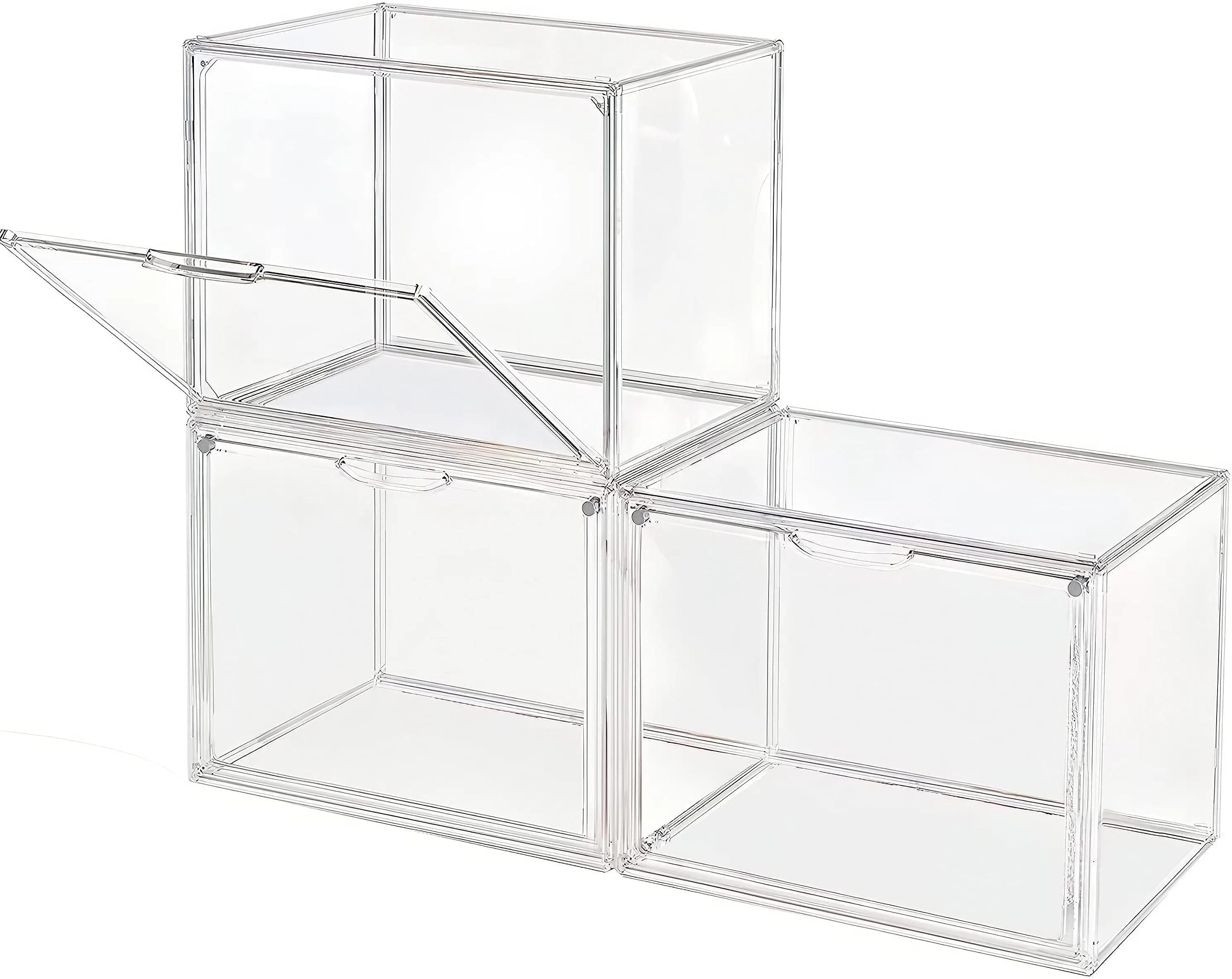 Doorzichtige stapelbare plastic opbergbakken met magnetisch Doorzichtige stapelbare plastic opbergbakken met magnetisch