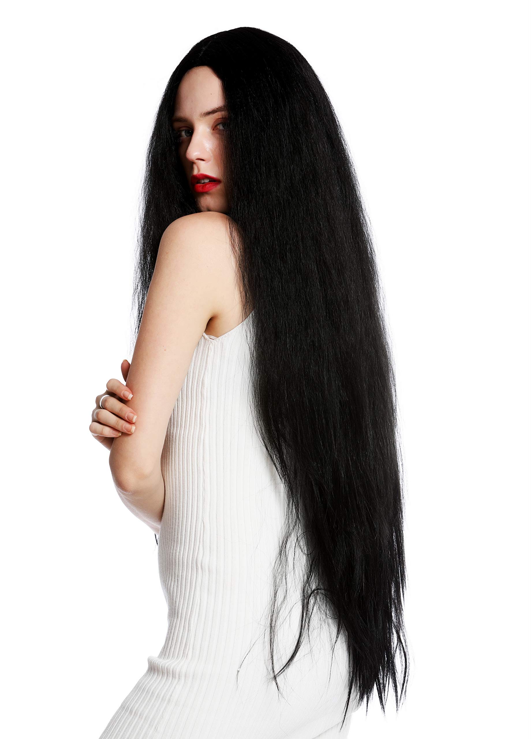 WIG ME UP, VK-55-1B women's quality wig very long voluminous frizzy curls middle parting black, Velvet black (1B) - Image 3