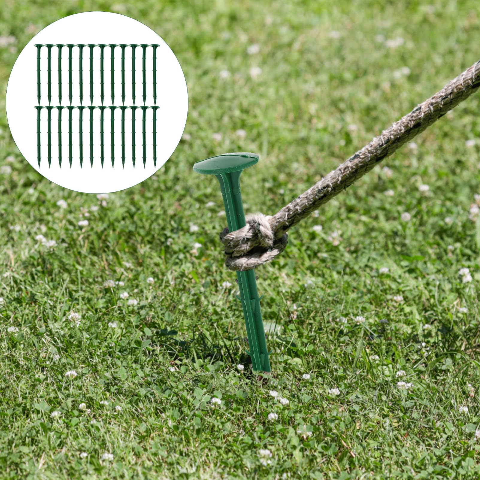 Piquets de Jardin en Plastique 100 Pièces, Verts, pour Extérieur