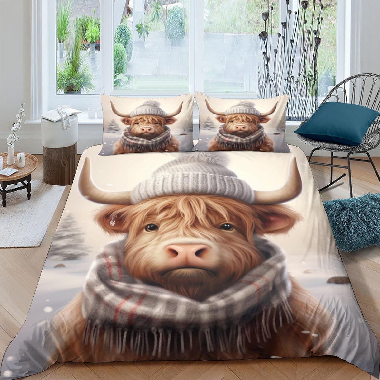 Housse de couette Highland Cattle facile d'entretien pour lit d'enfant