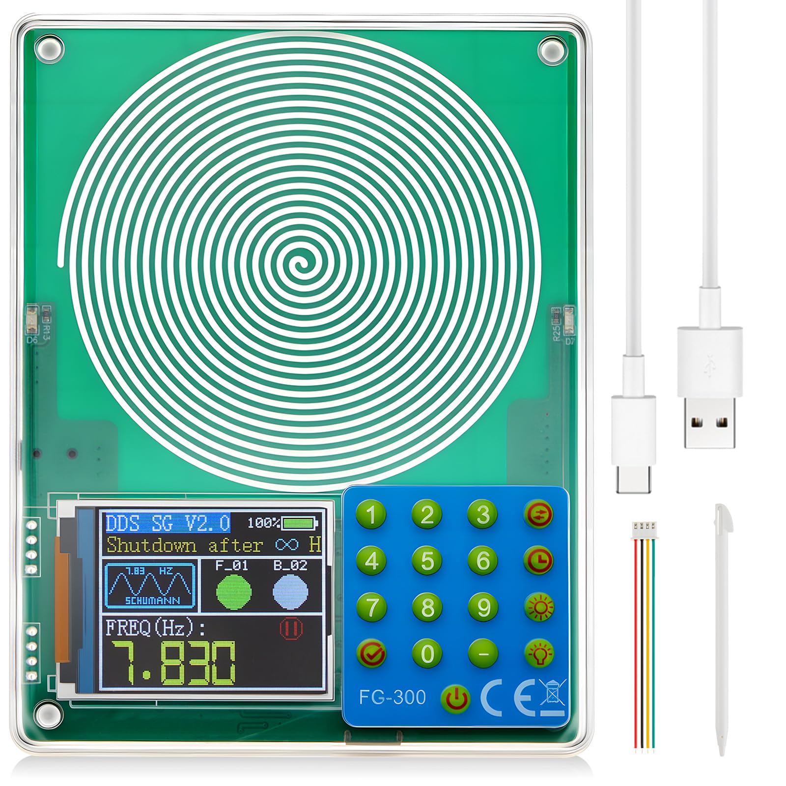 Relaxweex Generador de resonancia de onda sinusoidal Schumann ajustable de 0,1 Hz-200000 Hz, generador de frecuencia ultra baja, máquina de frecuencia de sonido con USB y caja acrílica magnética
