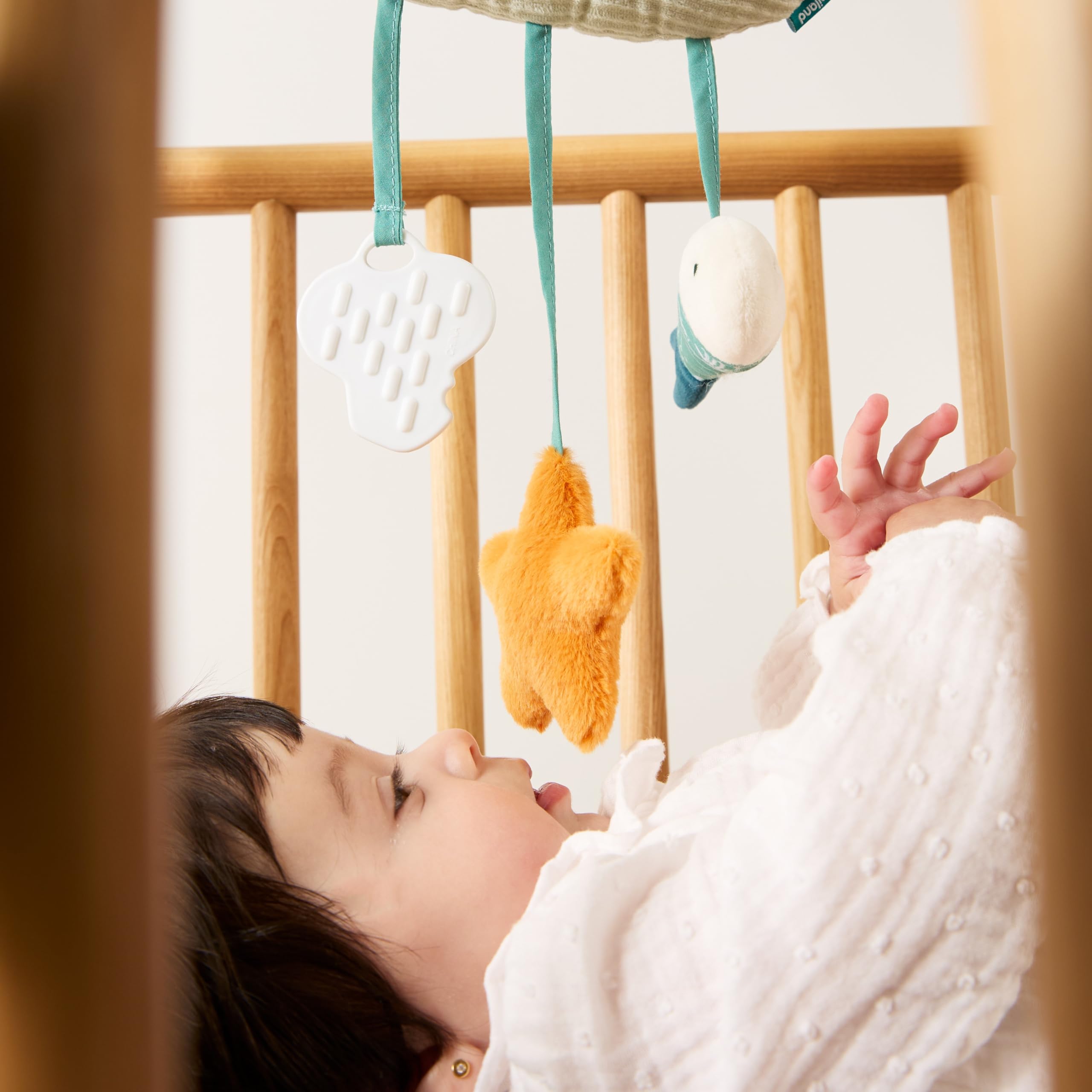 Miniland - Crib Mobile Toy - Sensory Centre for Babies: with Textures and Teether - To Hang or Use Loose (Baby Sea) - Image 4