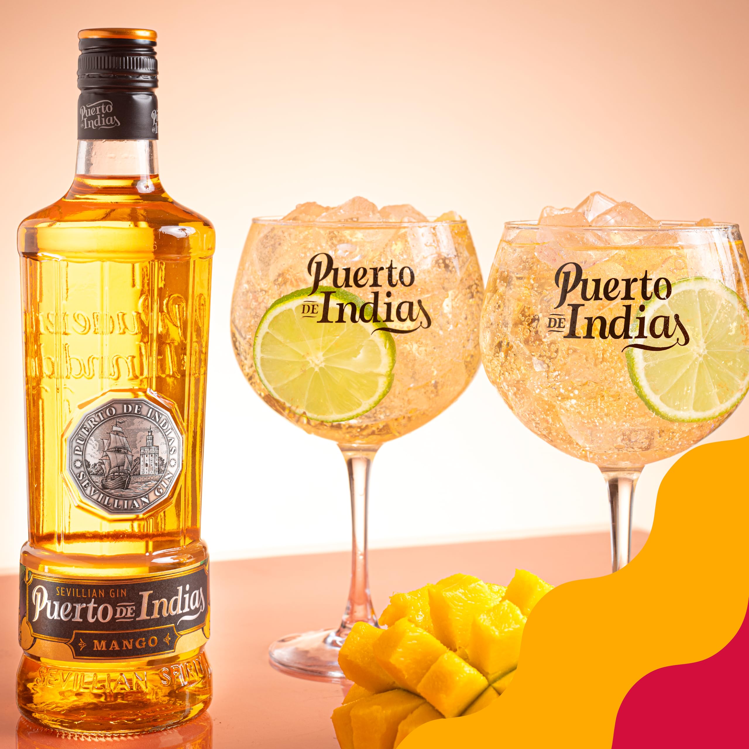 Puerto de Indias – Ginebra de Mango Premium – Mango Premium Gin – 70 cl – 37.5º
