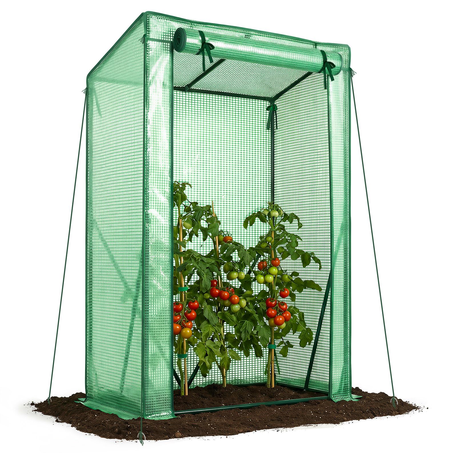 VOUNOT® Garden Greenhouse Tomato Grow House with Roll-up Zipper Door, Reinforced 135g/m² PE Cover, Ideal for Vegetables, Plants, Flowers – All-Season Protection, 100x50x150cm, Green