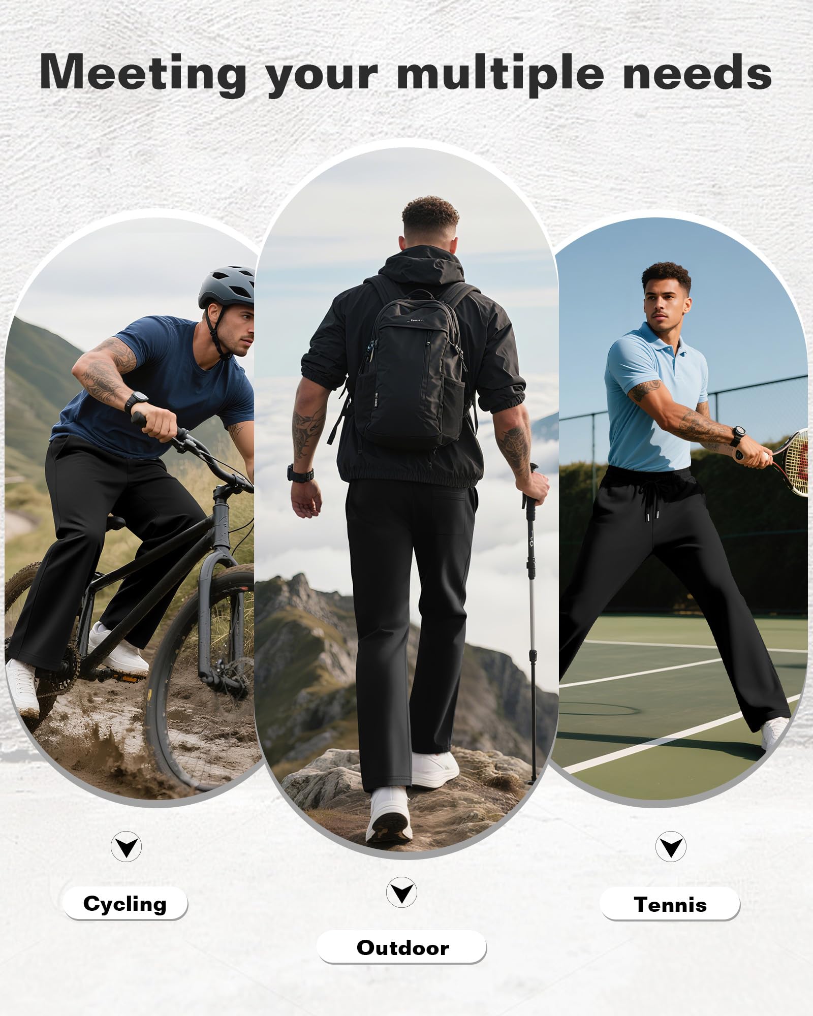 Neer Paquete de 3 Pantalones de chándal Holgados y Ligeros para Hombre, con bajo Abierto, cordón Ajustable y 3 Bolsillos.