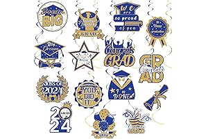 36 Pcs Graduation Decorations Class of 2024, Blue 2024 Graduation Party Decorations Swirls