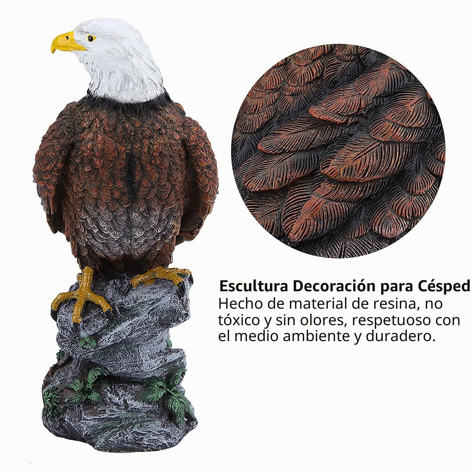 Ejoyous Estatua Decorativa de Águila para Jardín, Escultura Ahuyentadora de Pájaros en Resina, Figura Ornamental para Balcón, Terraza y Casa
