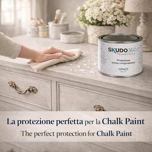 SKUDO360® – Transparent Matt Natural Effect Protective Paint for Chalk Paint, Wood, Wall, Concrete, Stone and Terracotta - Washable Finish Extra Resistant Water Base Indoor/Outdoor (500 ml) - 4