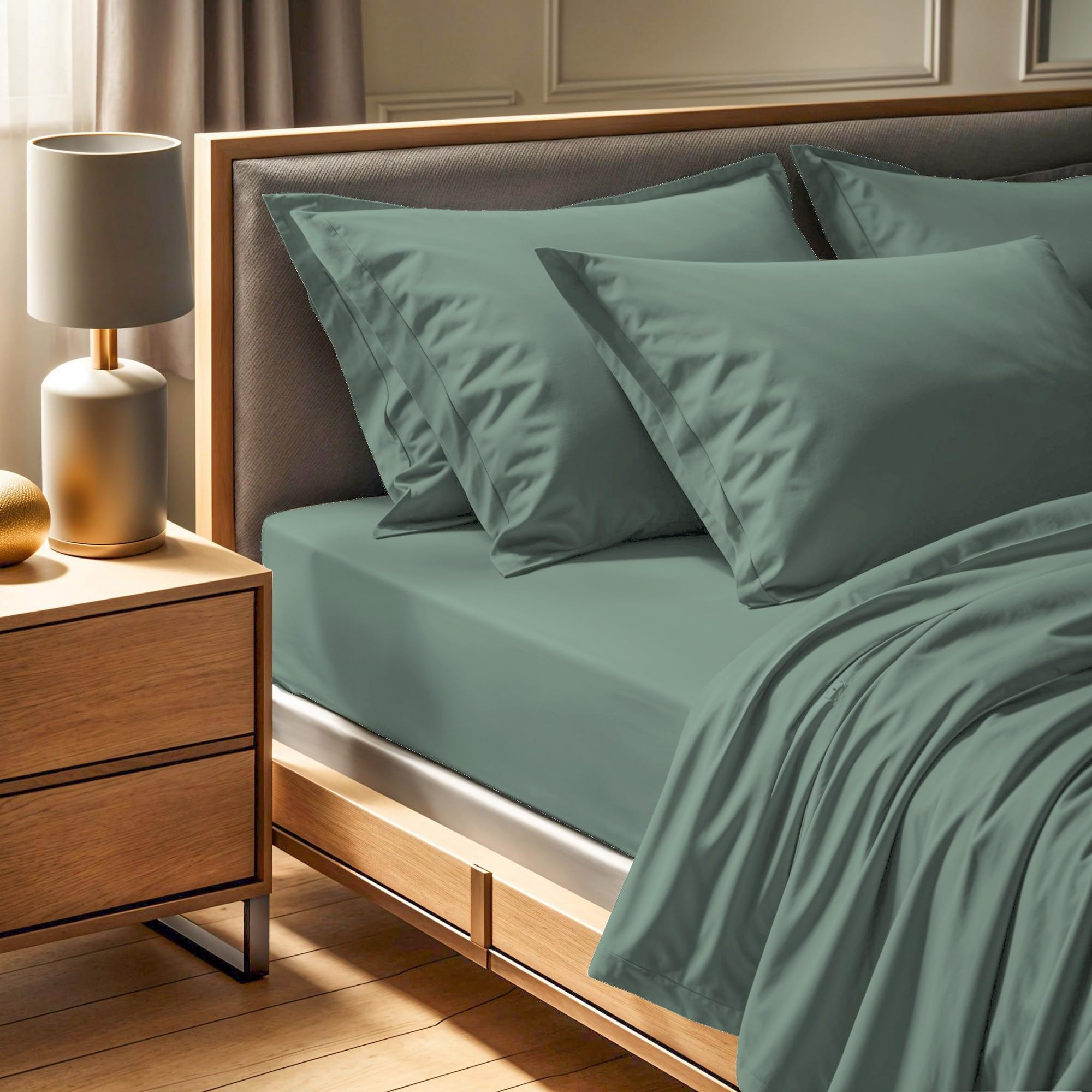 100% Cotton Ranforce Single Fitted Sheet (100 x 200 + 30 cm), Green, 145 Thread Count | Machine Washable at 30°C | Soft & Durable for Comfortable Sleep