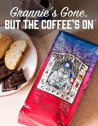 Miniatura 10 de Raven's Brew Coffee Café de cuerpo completo tostado oscuro en grano entero - Wicked Wolf, 12 onzas