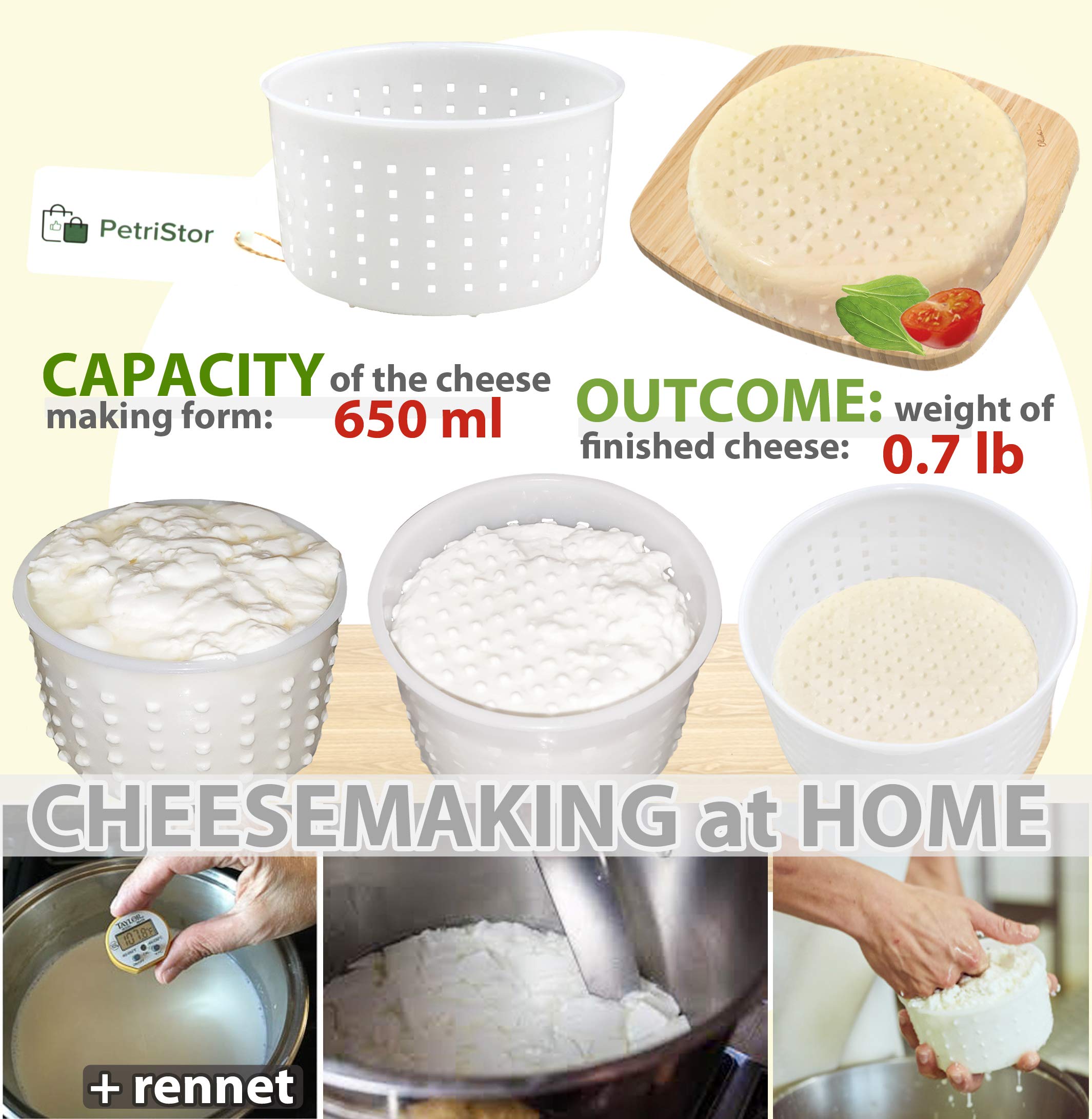 Snapklik.com : 5 Pcs Soft Cheese Mold For Cheese Making 07QT - Small ...