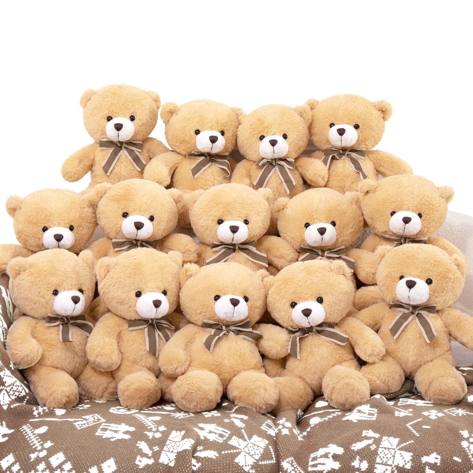Tezituor Bulk Teddy Bears Stuffed Animal 14 Packs, Small Teddy Bear Bulk 12" for Baby Shower Decorations, Stuffed Bear Plush Toy for Wedding Birthday Christmas Party Decorations