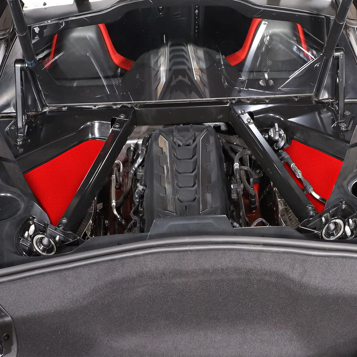 Daeiclru Engine Bay Panel Cover Trim Compatible with Chevrolet Corvette C8 2020-2023, Left Right Engine Case Guards, Auto Engine Protector Splash Shield Accessories (Engine Bay Left Right Panel, Red)