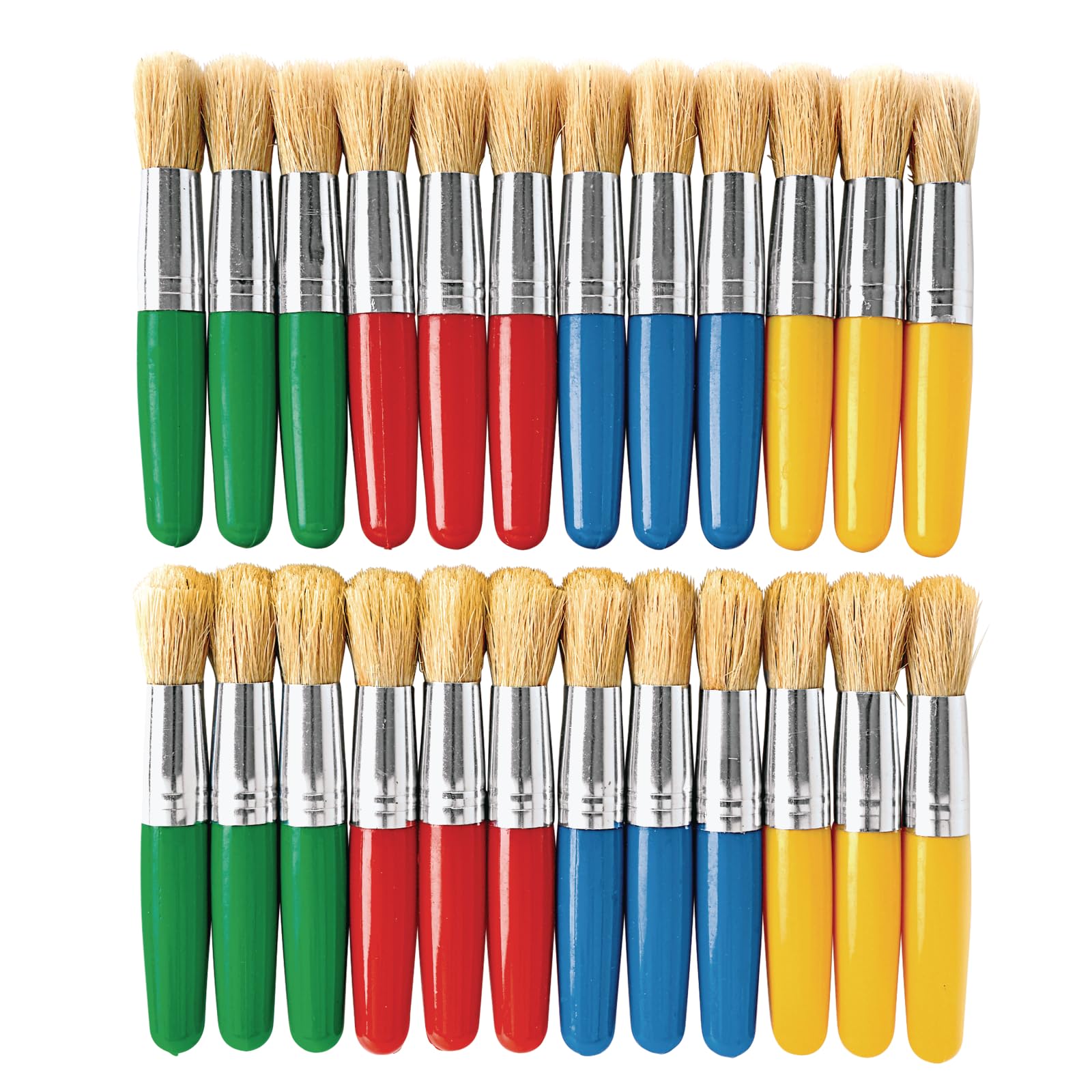 Colorations Stubby Plastic Brushes, Set of 24, Kids Paint Brushes, Paint Brushes for Children, School Art Supplies, Art Supplies, Craft Projects, Ideal for Small Hands, Ideal for Most Paint Mediums