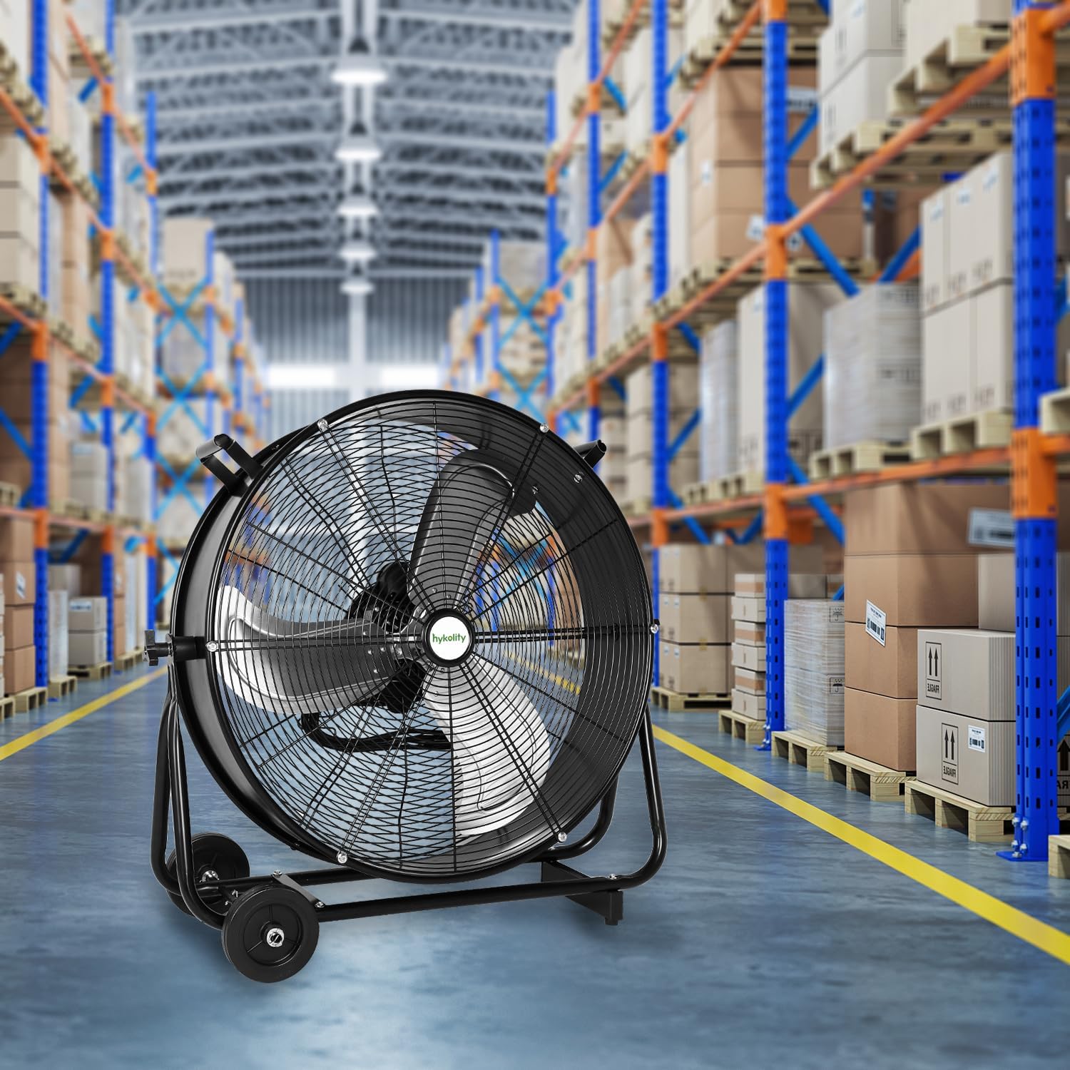 24" High Velocity Industrial Drum Fan, 8100 CFM 3-Speed Heavy Duty Metal Shop Fan for Workshops, Warehouse, Garage and Factory, UL Listed