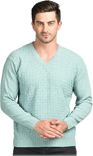 Men Woolen V Neck Solid Plain Design Pullover Heavy Rainbow Fabric Winter Wear Pure Wool Cardigan for Men Fully Warm Pullover Free Sizes