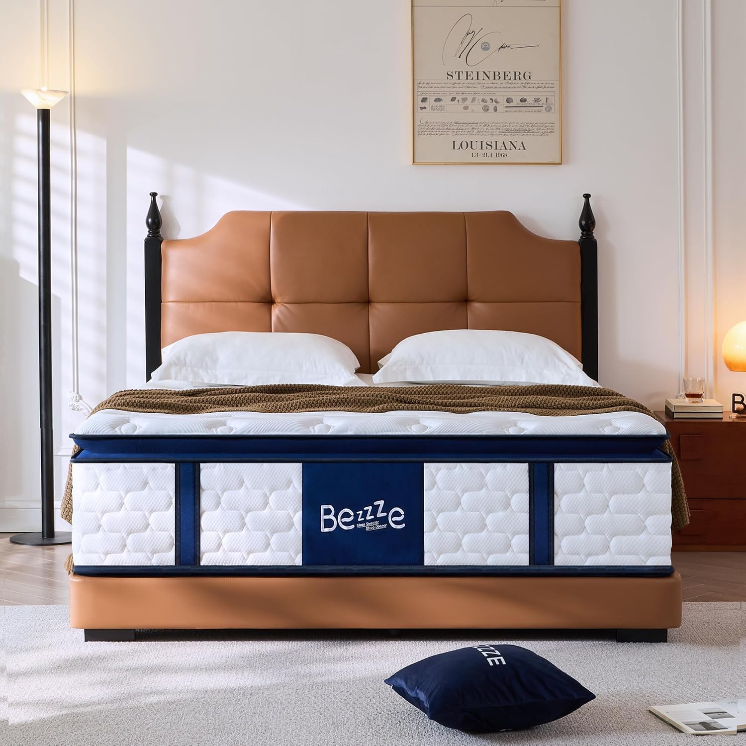 Bezzze Firm Queen Hybrid Mattress 14 Inch Pocket Spring Cooling Memory Foam for Back Pain Relief