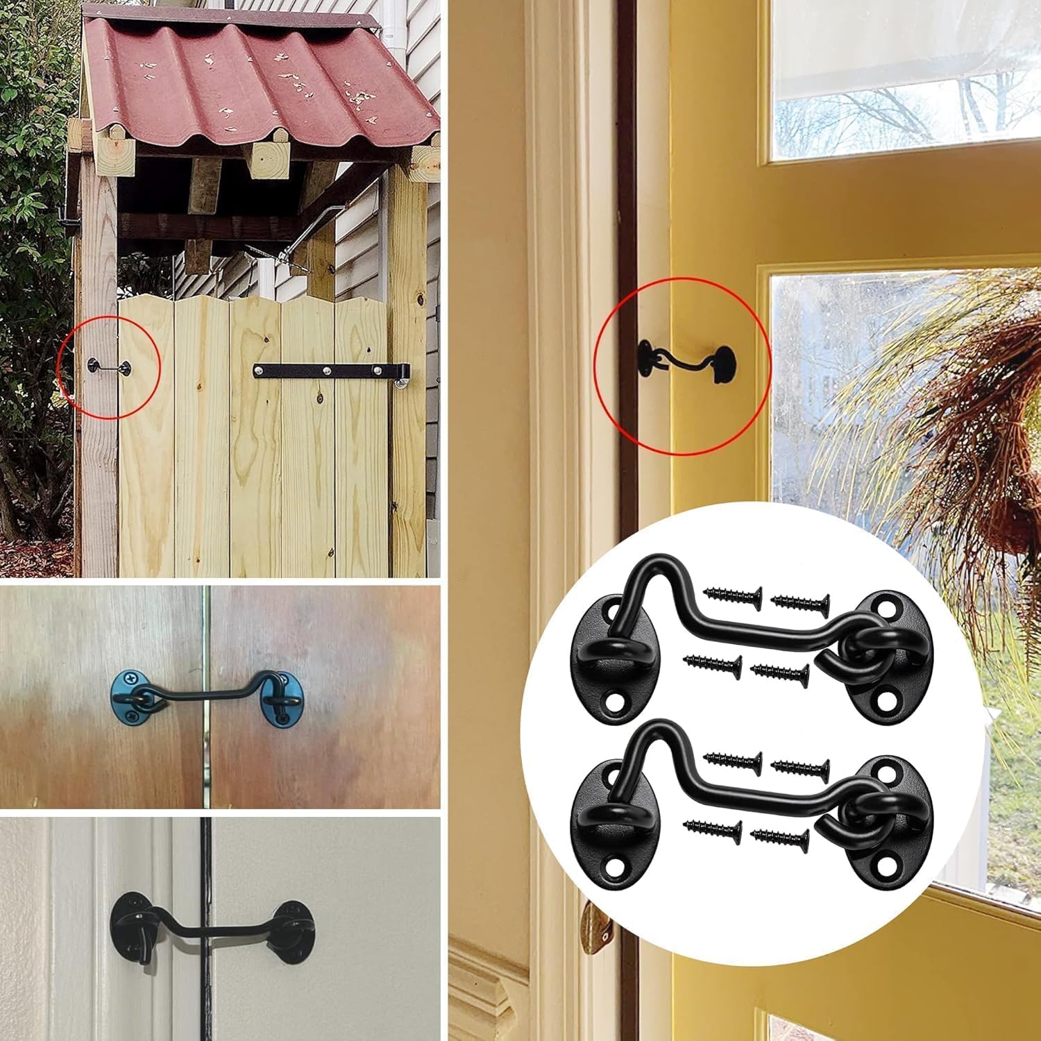 4in Barn Door Latch 30Pack Door Lock Hardware, Sliding Door Lock Eye Hook Latch with Screws, Rust-Resistant Metal Gate Latch