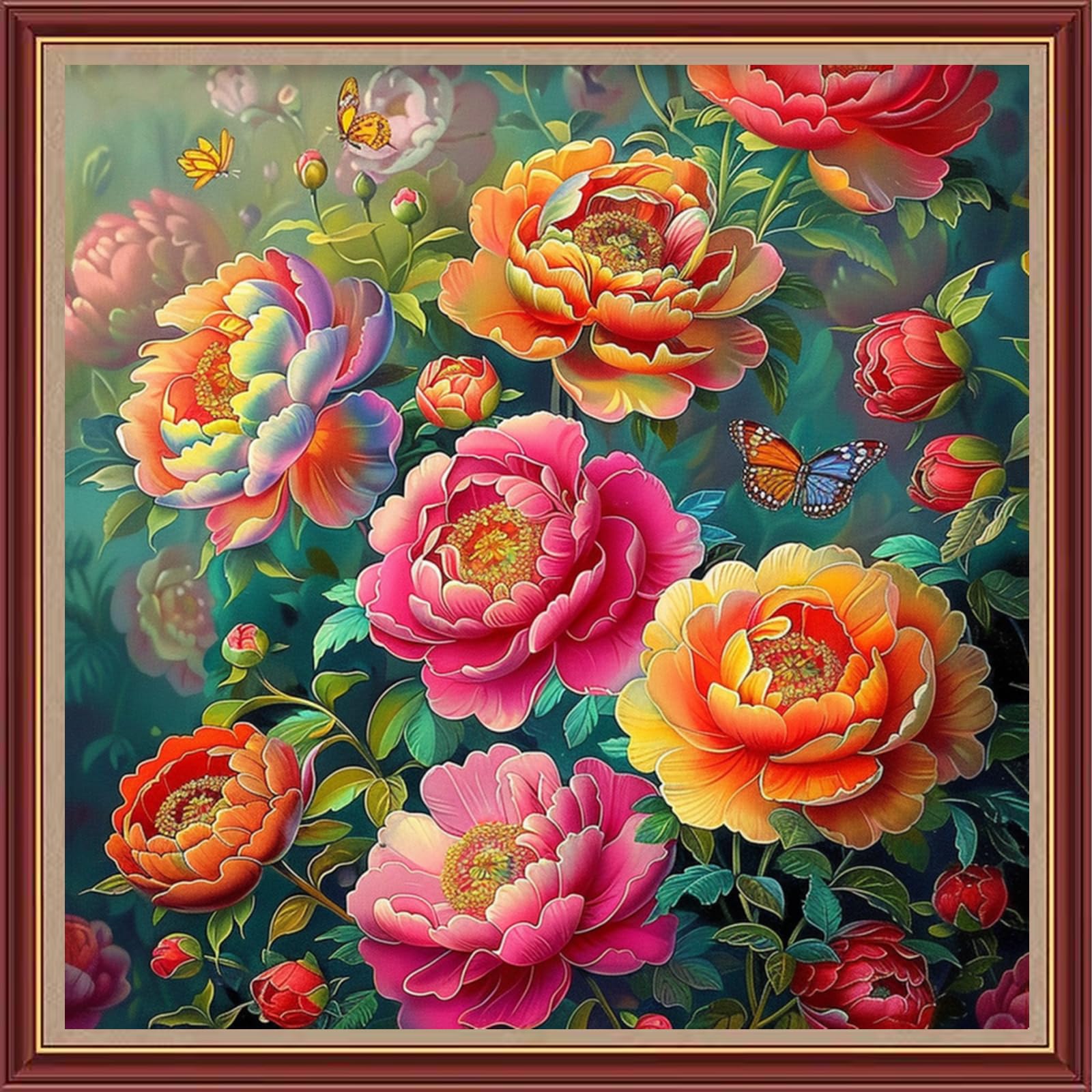 Fanxvivy Stamped Cross Stitch Kits for Beginners Full Range of Cross Stitching Preprinted Embroidery Kits for Adults, 11CT Embroidery Pattern Needlepoint Kits-Flowers Butterflies 18x18 inch