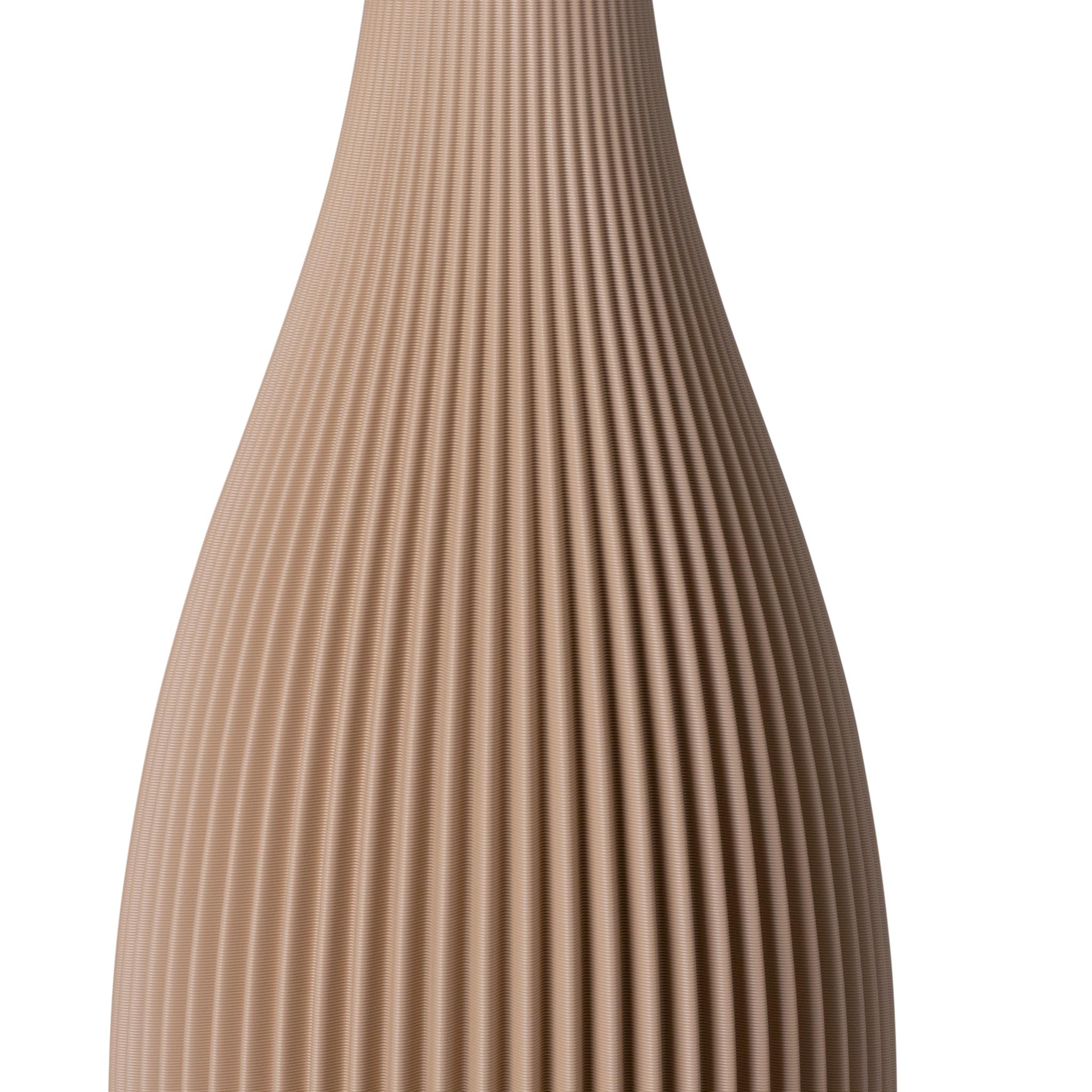 Bodenvase Stella, Beige, 18,8 x 60 cm, Hohe Dekovase für Pampasgras mit Modern Streifendesign, Recycelter Biokunststoff