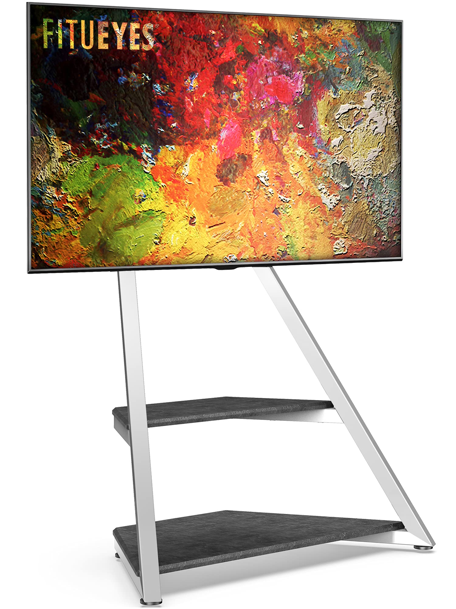 Buy FITUEYES Modern Corner TV Stand for 50 55 65 75 Inch TV White Floor TV Stand with Mount for