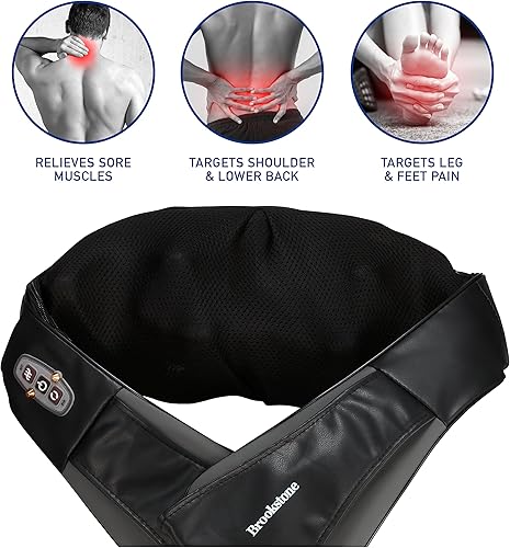 Miniatura 3 de Brookstone Shiatsu Masajeador de cuello y hombros, masajeador de espalda profundo con calor, almohada de masaje para cuello, espalda, hombros, pies,