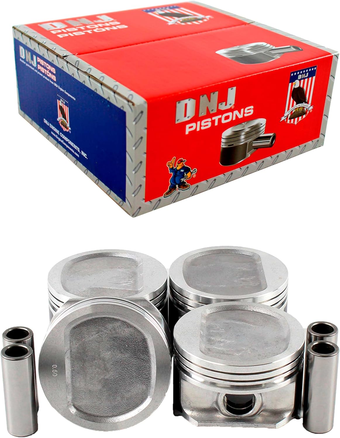 DNJ P1122 Piston Set Standard for 1996-2002 Dodge Jeep Cherokee Dakota Wrangler 2.5L L4 8V OHV 150cid