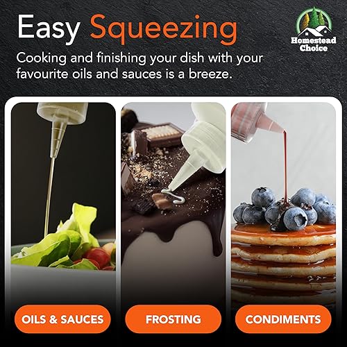 Miniatura 5 de Paquete de 2 botellas de plástico exprimibles para salsas, botellas exprimibles de condimentos de 16 onzas para líquidos, fabricadas en Estados