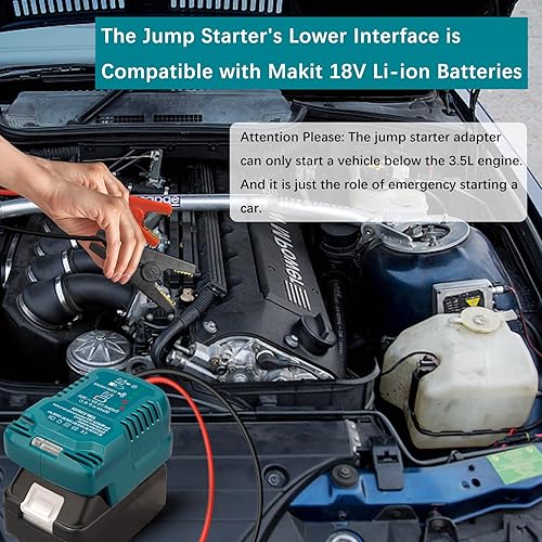 Miniatura 4 de Cables de puente para automóvil con adaptador para batería Makita de 18 V, cable de 11 AWG, adaptador de arranque para automóvil con herramienta de