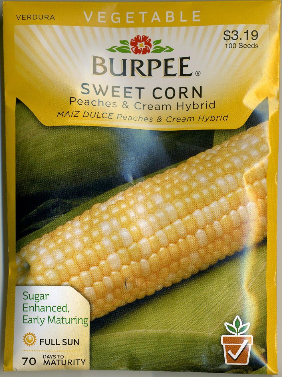 Burpee 53771 Corn Bicolor Peaches & Cream Seed Packet
