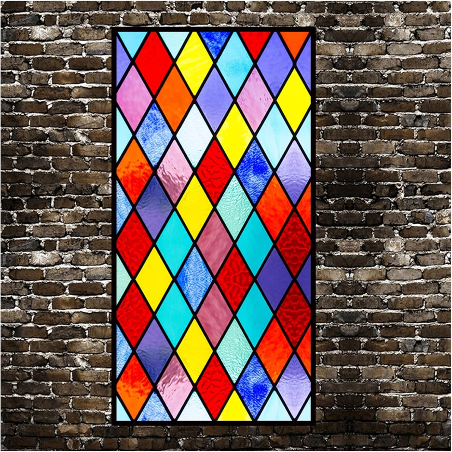 Stained Window Decals Opaque Balcony Self Adhesive Glass Sticker Living Room Bathroom Sliding Door Window Film with Back Glue,E,6090cm